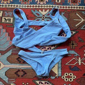 Lisa Marie Fernandez Marie-Louise Cornflower Crepe Bikini, sz 3 (6-8 U.S.)